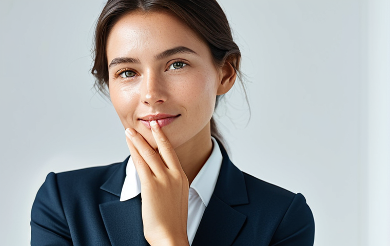 A professional woman with healthy, radiant, dewy skin and a natural glow, subtly touching her cheek with well-formed hands. She wears modest business attire, a fully clothed and appropriate elegant top. The setting is a bright, sunlit studio with a clean, minimalist background and soft focus. Professional photography, high-resolution, detailed, cinematic lighting, perfect anatomy, correct proportions, natural pose, natural body proportions, proper finger count. Safe for work, appropriate content, fully clothed, professional.
