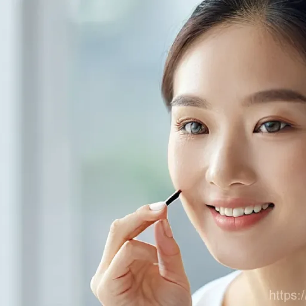자외선 차단 메이크업 베이스 - **Prompt 1: Effortless Morning Radiance**
A close-up shot of a modern Asian woman, 20s-30s, with...