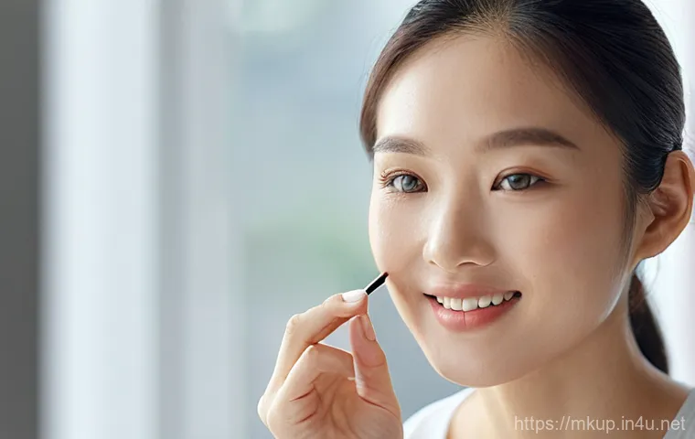 자외선 차단 메이크업 베이스 - **Prompt 1: Effortless Morning Radiance**
A close-up shot of a modern Asian woman, 20s-30s, with...