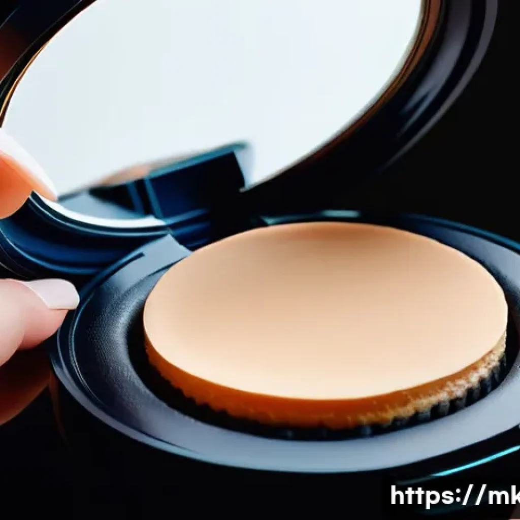 트윈 케익 파운데이션 장단점 - A close-up image of a compact twin cake foundation case with a built-in puff, opened to reveal a smo...