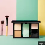 Home 20 피부결 정돈을 위한 세팅 파우더 - A detailed close-up of a variety of setting powders arranged on a sleek vanity table, showcasing loo...